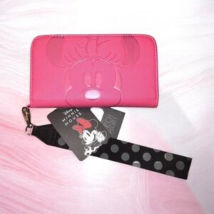 Disney Pink Minnie Mouse Tech Wallet With Wrist Strap Wristlet NWT